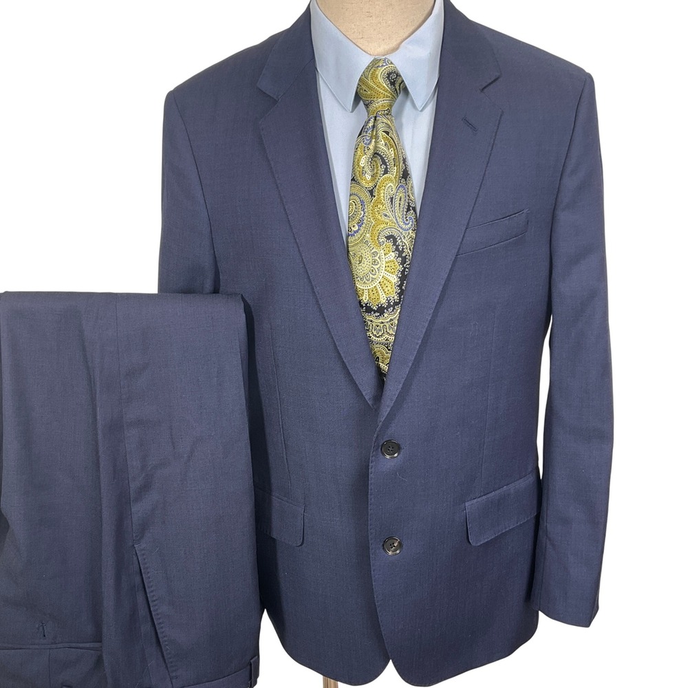 The Black Tux Suit Mens 42R 34W 29L Navy Tollegno 1900 Italy‎ 2 Button Luxury